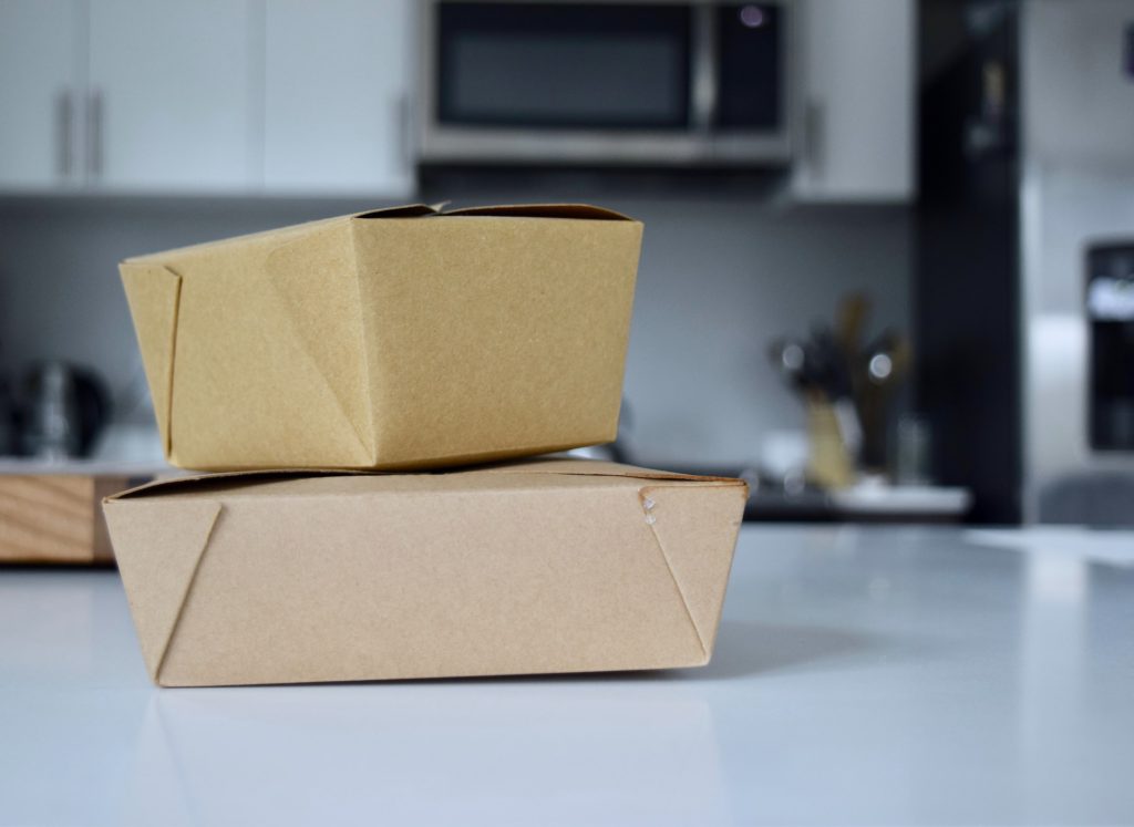 takeaway boxes on counter